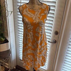 Orange Floral Sleeveless Dress